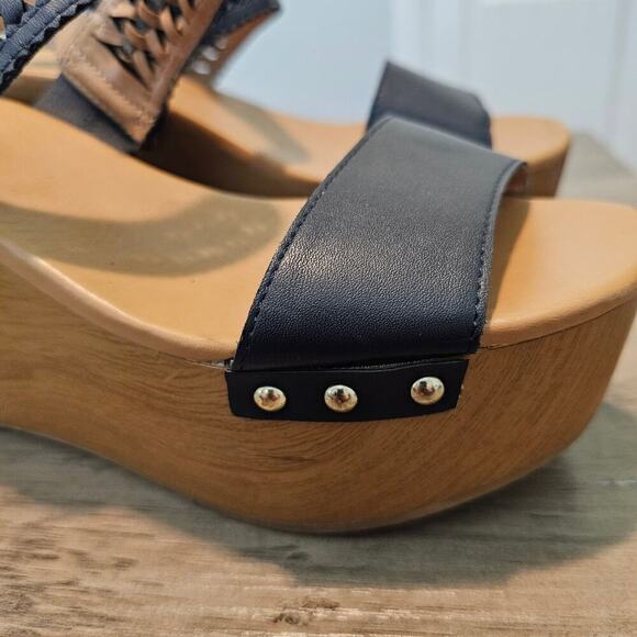 Tommy Hilfiger Rubena2 Wedge Sandals Women Sz 8.5 Blue Boho Chunky Festival - Picture 4 of 11